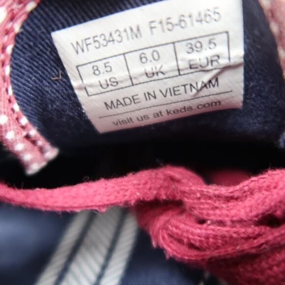 Keds Shoes Womens 8.5 Sneakers Casual Canvas Low Lace Up Polka Dot Red Trainers - Picture 11 of 11